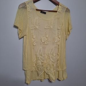 Froccella Flowy Lace Short Sleeve Top